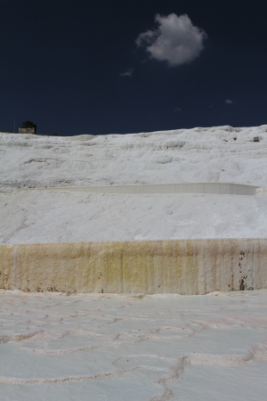 Pamukkale - terraces of carbonate minerals left by the flowing waterの写真素材
