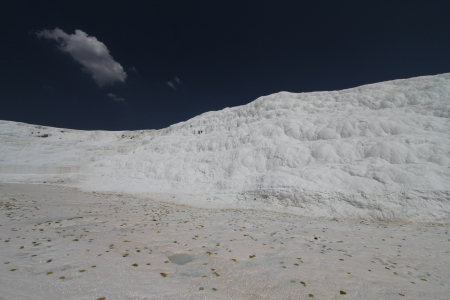 Pamukkale - terraces of carbonate minerals left by the flowing waterの写真素材