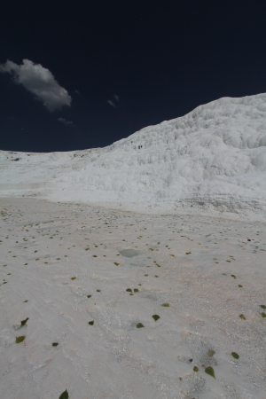 Pamukkale - terraces of carbonate minerals left by the flowing waterの写真素材