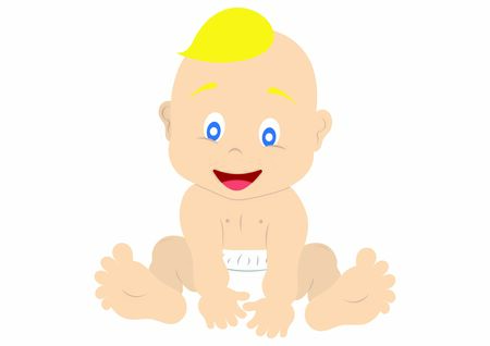 Cute cartoon happy baby. Little Baby isolated on white background. Blonde hairのイラスト素材