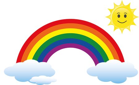 Rainbow, sun, cloudsのイラスト素材