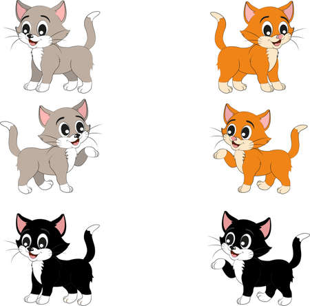 Illustration of four different color catsのイラスト素材