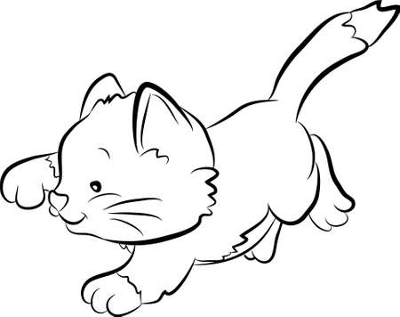 Black and White Cartoon Kittenのイラスト素材