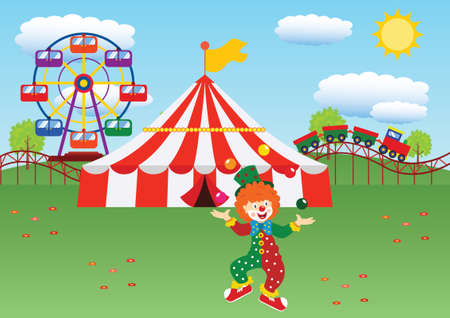 Cartoon Happy Clown. Vector Illustration of Clipart Clownのイラスト素材