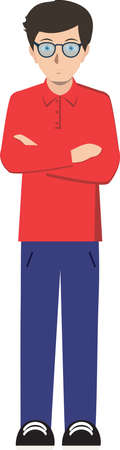 Serious man with glasses in flat mode