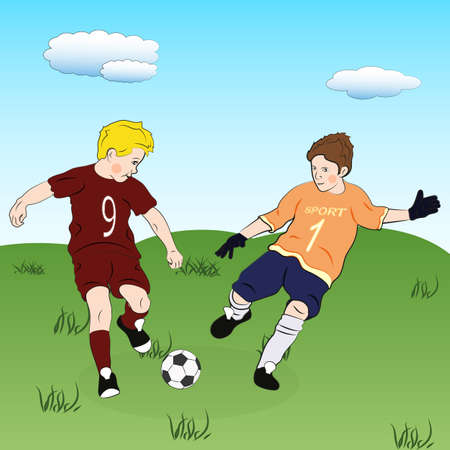 Kids are playing footbalのイラスト素材
