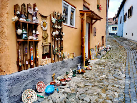 Old road with Various antique vasesのeditorial素材