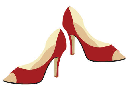 Red shoes for women on a white background. Vector illustration of modern red heelsのイラスト素材