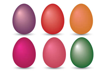 Colorful easter eggs. Six painted Easter eggs. Easter spring eggsのイラスト素材