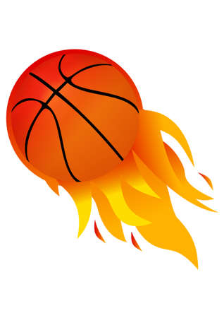 Vector illustration of burning basketball ball icon with hot rod flamesのイラスト素材