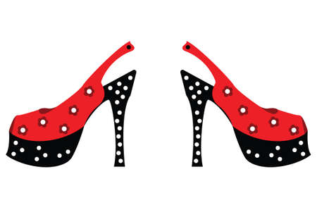 Vintage retro style heels. Life and Heels. High red heels isolated on a transparent background. Fashion conceptのイラスト素材