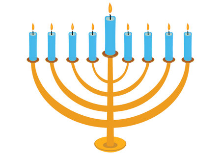 Vector Hanukkah Candela isolated on white background. Happy Hanukkahのイラスト素材