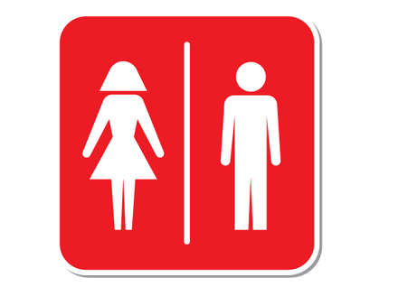 WC sign, separated toilet icon. Man and woman icon. Girl and boy WC pictogram for bathroomのイラスト素材