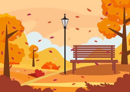 Autumn landscape panorama, vector illustrationのイラスト素材