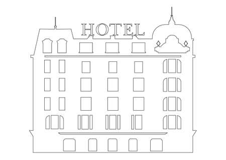 Royal Hotel Sticker on white background. Black and white hotel icon symbol. Vector hotel stickerのイラスト素材