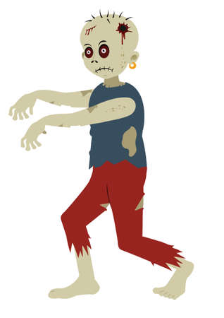 Cartoon scary zombie illustration isolated on a white backgroundのイラスト素材