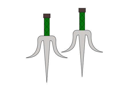 Ninja fork weapons isolated on white background. Vector Illustration of Ninja fork weaponsのイラスト素材