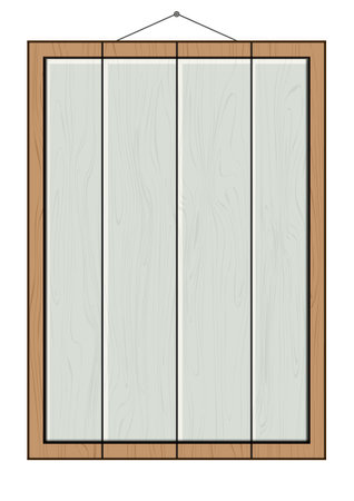Realistic wood wall frame inside isolated on white background. Wood frame vector illustrationのイラスト素材
