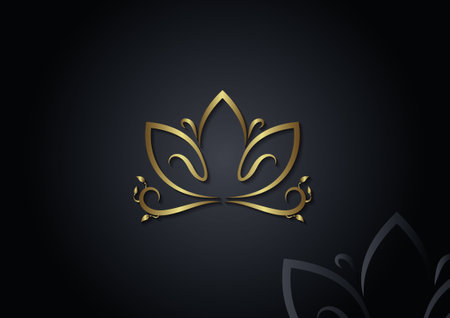 Luxury flower mockup with modern gold vector illustrationのイラスト素材