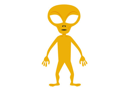 Cartoon yellow alien. Vector illustration of aliens isolated on a white backgroundのイラスト素材