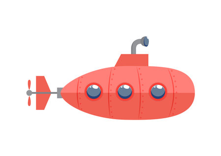 Colored Submarine Clipart Vector Illustration Isolated On White Backgroundのイラスト素材