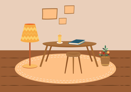 Hygge room decoration vector illustrationのイラスト素材