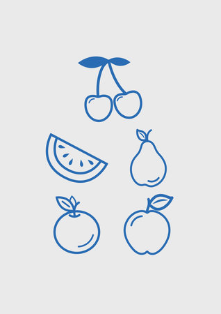 Set of fruits icon vectorのイラスト素材
