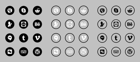Social Media Icons. Black and White Vector Social Mecia Iconsのイラスト素材