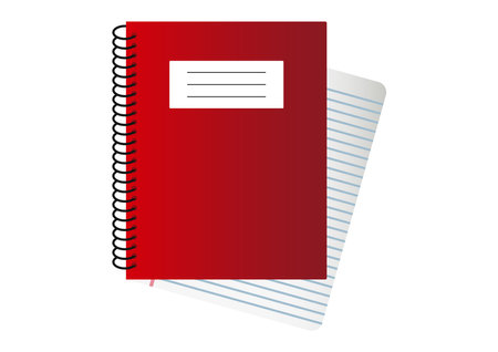 Spiral notebook in flat style isolated on white backgroundのイラスト素材