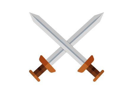 Two medieval swords isolated on white background. Vector illustrationのイラスト素材