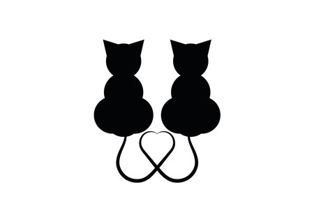 Two cats in love icon vector illustrationのイラスト素材