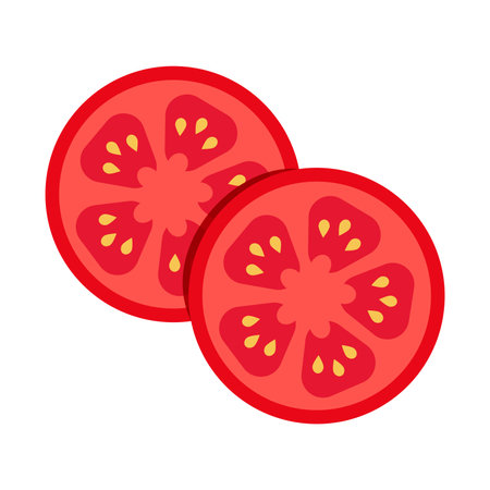 Tomato Slice Flat Design Isolated On White Backgroundのイラスト素材