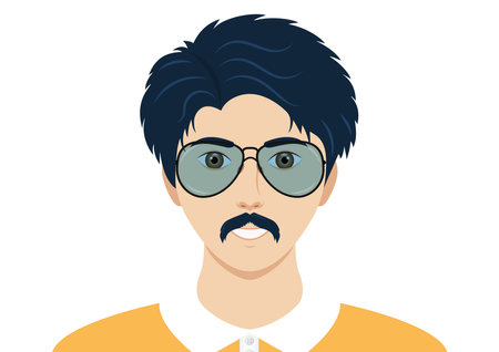 Portrait of handsome man with glasses and moustacheのイラスト素材