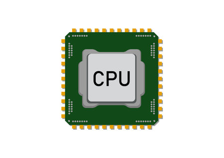 CPU processor clipart flat design on white background. Vector CPU icon