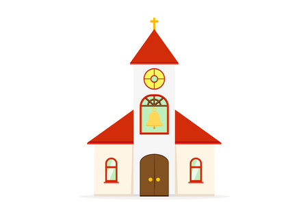 Church Building Clipart Vector Flat Design Isolated On White Backgroundのイラスト素材