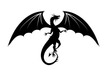 Black Dragon Clipart Vector Isolated On White Background. Black Dragon Tattooのイラスト素材