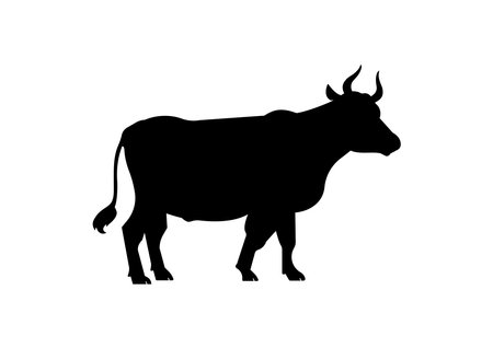 Bull Silhouette Vector Isolated On White Backgroundのイラスト素材