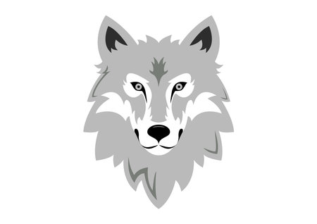 Wolf Head Icon Logo Flat Design Vectorのイラスト素材