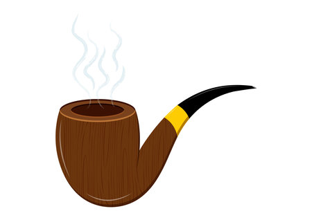 Vintage Tobacco Pipe Flat Designのイラスト素材