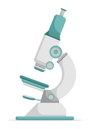 Scientific laboratory microscope vector flat design isolated on white backgroundのイラスト素材