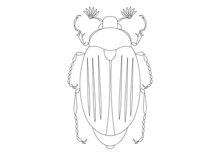 Black and White May Beetle Clipart Vector isolated on White Background. Coloring Page of a May Beetleのイラスト素材