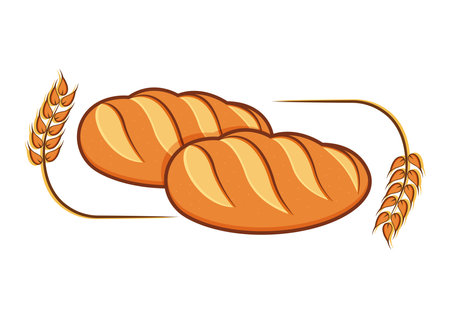 Fresh bakery bread vector illustration in flat style isolated on white backgroundのイラスト素材