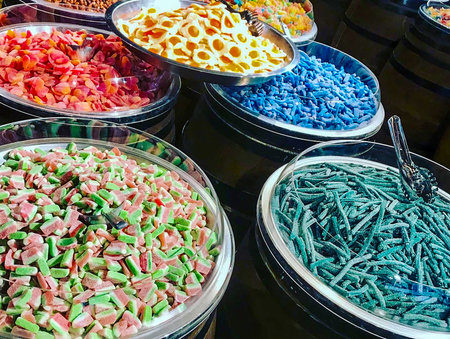 Colorful Candy sweets in a shop of varied jelly