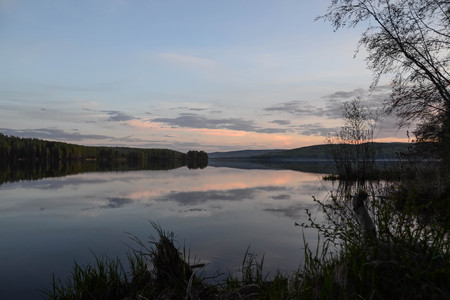 Evening on the lakeの写真素材
