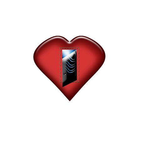 illustration of heart with open doorの写真素材