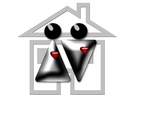two lovers in houseの写真素材