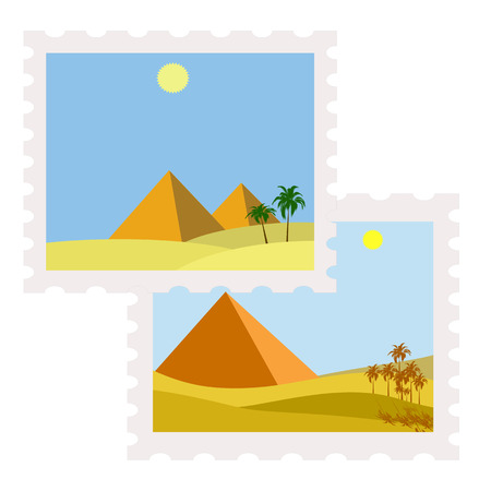 ilustration of egypt postage stamps with pyramidsのイラスト素材