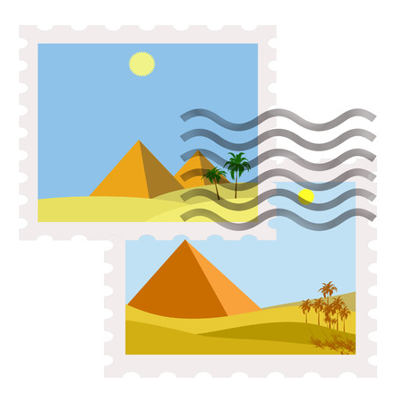 ilustration of egypt postage stamps with stampのイラスト素材