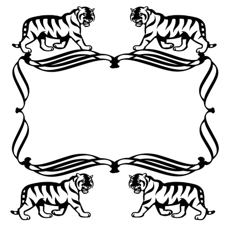 illustration of black and white tigersのイラスト素材