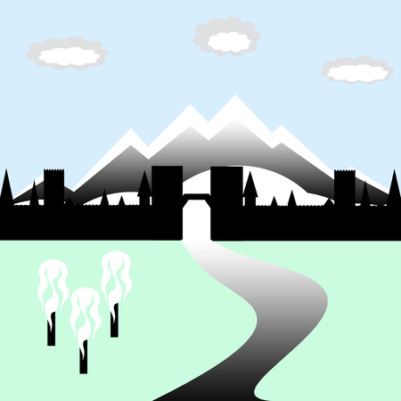 illustration of old europe town gate passのイラスト素材